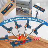 Microfibre Flat Mop & Folding Bucket 360 Rotating Floor Cleaning Mop w/ 5 Cloths