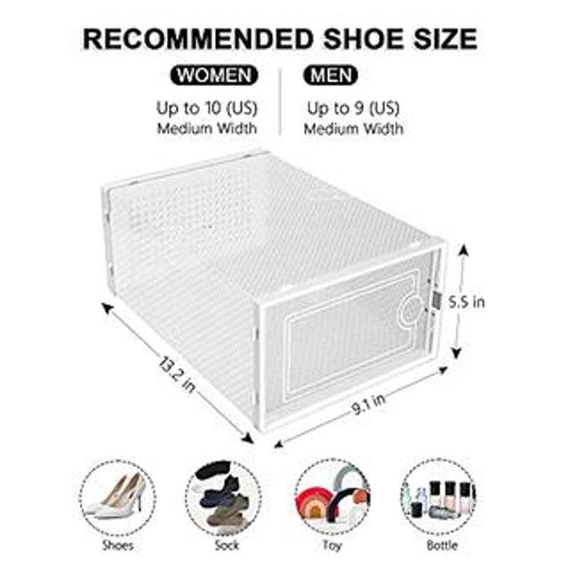12Pcs Shoe Box Storage Case Clear Boxes Foldable Stackable Transparent ...