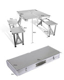 Folding Portable Picnic Table Outdoor Camping BBQ Party W/4 Chairs High Quality