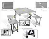 Folding Portable Picnic Table Outdoor Camping BBQ Party W/4 Chairs High Quality