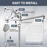Wall-mounted Exposed Shower Extension Rod Bath Set with 2 in 1 Shower Arm Rail and 3-Mode Handheld