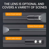 Dual Lens Inspection Camera with Illuminator 2m/6.5FT Industrial Borescope IP67 Waterproof Flexible