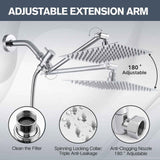 Wall-mounted Exposed Shower Extension Rod Bath Set with 2 in 1 Shower Arm Rail and 3-Mode Handheld