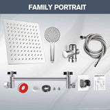 Wall-mounted Exposed Shower Extension Rod Bath Set with 2 in 1 Shower Arm Rail and 3-Mode Handheld