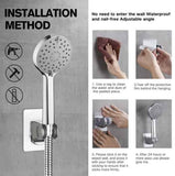 Wall-mounted Exposed Shower Extension Rod Bath Set with 2 in 1 Shower Arm Rail and 3-Mode Handheld