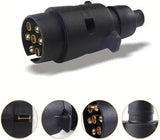 2V 7-Way Round European Trailer Plug –Towing Connector with High Conductivity Copper Contacts