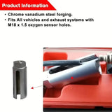 5pcs O2 Oxygen Sensor Socket Wrench Set - 3/8" & 1/2" Drive 7/8" (22mm) Sockets with Durable Red Case - Professional Oxygen Sensor Removal Tool Kit for Cars, Trucks & SUVs