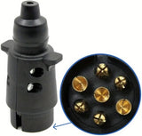 2V 7-Way Round European Trailer Plug –Towing Connector with High Conductivity Copper Contacts