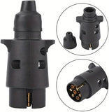 2V 7-Way Round European Trailer Plug –Towing Connector with High Conductivity Copper Contacts