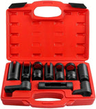 10pcs Oxygen Sensor Socket Set – Universal O2 Sensor Wrench Removal Tool Kit – 3/8" & 1/2" Drive – 7/8", 22mm, 27mm, 28mm, 29mm Hex Head – Compatible with O2 Sensor
