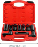 10pcs Oxygen Sensor Socket Set – Universal O2 Sensor Wrench Removal Tool Kit – 3/8" & 1/2" Drive – 7/8", 22mm, 27mm, 28mm, 29mm Hex Head – Compatible with O2 Sensor