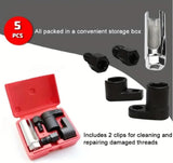 5pcs O2 Oxygen Sensor Socket Wrench Set - 3/8" & 1/2" Drive 7/8" (22mm) Sockets with Durable Red Case - Professional Oxygen Sensor Removal Tool Kit for Cars, Trucks & SUVs