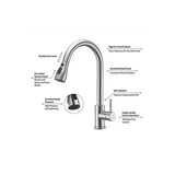 304 Stainless Steel Pull-out Kitchen Faucet Hot and Cold Universal Telescopic Sink Sink Sink Faucet