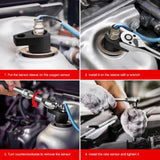 7pc Oxygen Sensor Socket Kit - Universal O2 Sensor Removal Tool Set (22mm/7/8", 27mm, 29mm) for Cars, Trucks & SUVs - Professional Grade O2 Sensor Wrench Set