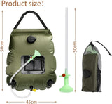 20L Camp Shower Bag Solar Heat Water Pipe Portable Camping Outdoor Hiking Temperature Indicator