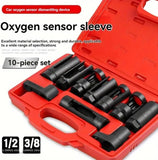 10pcs Oxygen Sensor Socket Set – Universal O2 Sensor Wrench Removal Tool Kit – 3/8" & 1/2" Drive – 7/8", 22mm, 27mm, 28mm, 29mm Hex Head – Compatible with O2 Sensor