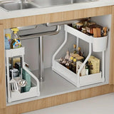 2-Tier Pull-Out Cabinet Organizer - Space-Saving Kitchen Drawer with Large Capacity