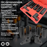 7pc Oxygen Sensor Socket Kit - Universal O2 Sensor Removal Tool Set (22mm/7/8", 27mm, 29mm) for Cars, Trucks & SUVs - Professional Grade O2 Sensor Wrench Set