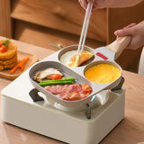Nonstick 3-Section Egg Frying Pan – Easy-to-Clean Omelet Pan for Breakfast, Compatible with Gas and Induction Stoves