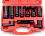 10pcs Oxygen Sensor Socket Set – Universal O2 Sensor Wrench Removal Tool Kit – 3/8" & 1/2" Drive – 7/8", 22mm, 27mm, 28mm, 29mm Hex Head – Compatible with O2 Sensor