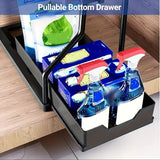2-Tier Pull-Out Cabinet Organizer - Space-Saving Kitchen Drawer with Large Capacity