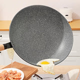 30cm Non-Stick Wok Pan with Glass Lid – Healthy Low-Oil Frying Pan for All Stoves (Induction/Gas/Electric) – Wooden Handle, Less Smoke Design – Universal Nonstick Skillet