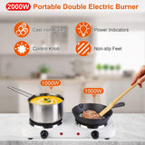 Double Hot Plate Electric Cooker Portable Table Top Hob 2000W