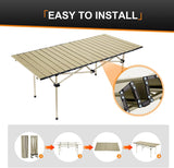Aluminum Alloy Camping Table Extended Version 95CM Outdoor Lift Folding Table Portable Rollable Foldable Portable Picnic Tables Outdoor Egg Roll Tactical Table Barbecue Table