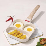 Nonstick 3-Section Egg Frying Pan – Easy-to-Clean Omelet Pan for Breakfast, Compatible with Gas and Induction Stoves