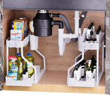 2-Tier Pull-Out Cabinet Organizer - Space-Saving Kitchen Drawer with Large Capacity