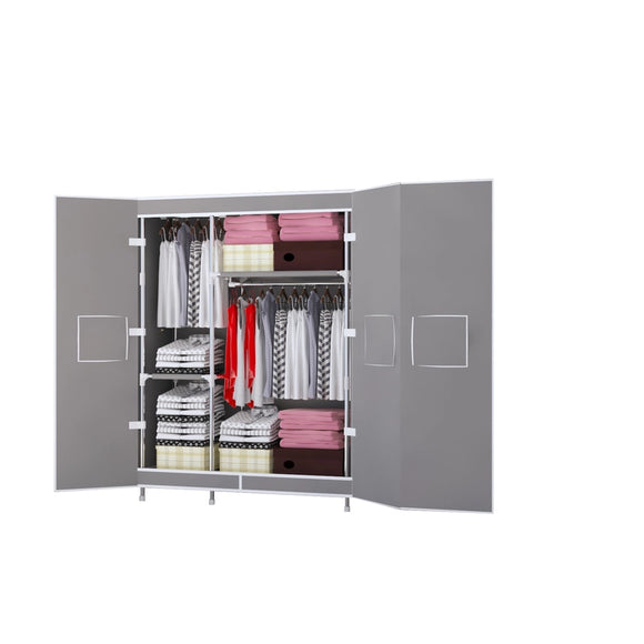 Canvas Wardrobe Portable Wardrobe Easy-to-Assemble Durable Bold Reinforcement Double Door Type Strong Magnetism