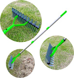 15-Inch Curved Teeth Thatch Rake Lawn Dethatcher Rake For Cleaning Dead Grass