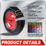 16" Wheelbarrow Trolley Wheel PUNCTURE SOLID 4.80/4.00-8 AirTyre