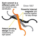 3PC Conduit Locknut Wrench Set 1/2 3/4 1 in Offset Tight Space Tool Kit
