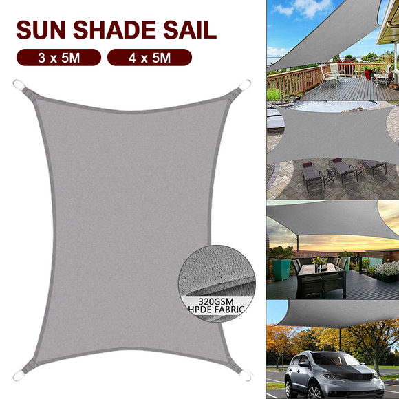 320GSM Sun Shade Sail Cloth Canopy Outdoor Awning Rectangle Square Grey Sand