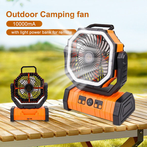10000mA Camping Fan with LED Lantern Remote Control Portable Mobile Power Fan
