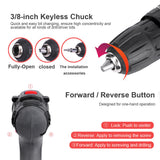 Electric Cordless Drill Driver Tools Screwdriver Set with /2 Lithium Batteries