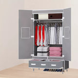 Large 2 Door Wardrobe with Storage Drawers, Grey 90*45*170cm