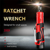 Cordless Electric Ratchet Right Angle Wrench Tool 3/8'' 18V 90° 100Nm +2*Battery