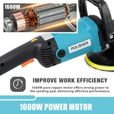 Polisher Car Buffer Pad Electric Machine Tool Kit 6 Speed 1600W 240V 180mm 150mm