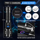 Self-defense LED Torch Zoom flashlight type-c rechargeable home outdoor digital