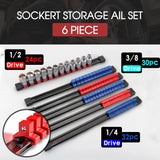 6Pc Socket Holder Sockets Storage Rail Rack Organizer Mountable Sliding