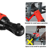 Cordless Electric Ratchet Right Angle Wrench Tool 3/8'' 18V 90° 100Nm +2*Battery