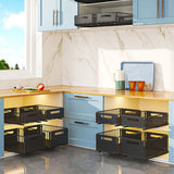 2-Pack Foldable Pull Out Cabinet Organizer, Slide-Out Drawers with Nano Adhesive