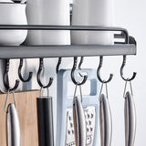 Kitchen Rack Spice Storage Shelf Wall Mounted Hanging Pot Hanger Knife Holder