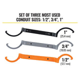 3PC Conduit Locknut Wrench Set 1/2 3/4 1 in Offset Tight Space Tool Kit