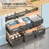 2-Pack Foldable Pull Out Cabinet Organizer, Slide-Out Drawers with Nano Adhesive