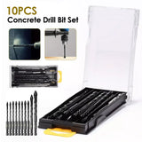 10PCS 3/16-1/2 Concrete Drill Bit Set, Masonry Drill Bits For Brick, Glass...
