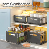 2-Pack Foldable Pull Out Cabinet Organizer, Slide-Out Drawers with Nano Adhesive