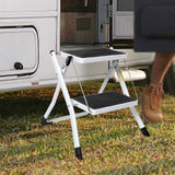Folding Caravan Steps Double Portable Steady Stool Ladder Anti Slip Accessories
